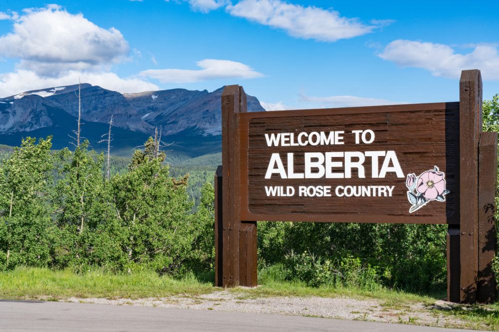 Welcome to Alberta Canada Roadside Sign