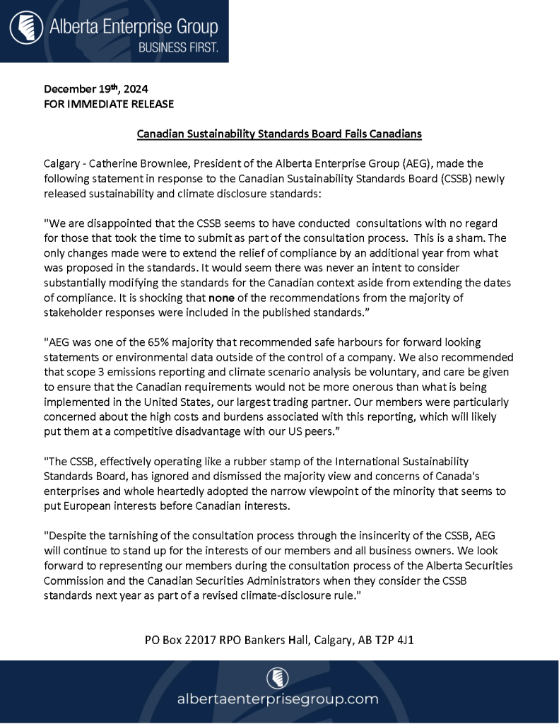 2024-12-19 - AEG Press Release - CSSB Fails Canadians